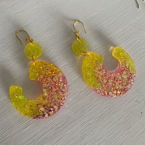 Hand made resin dangle earrings for pierced ears